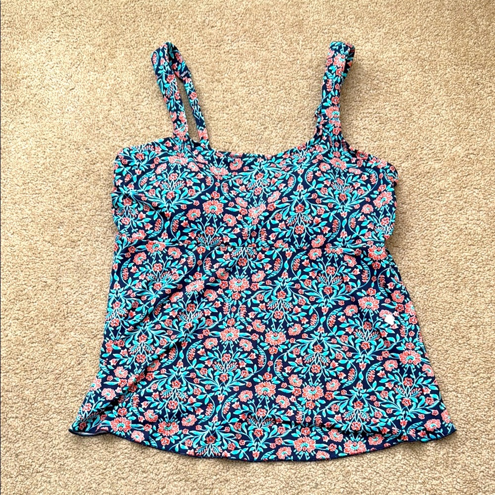 Lands' End Wireless Padded Support Bra Floral Tankini Top - Size Large